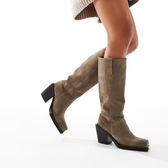 ASOS Shoes - ASOS Tan Suede Boots with Block Heel